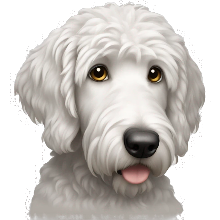 White golden doodle grayish ears emoji