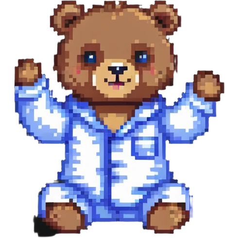 bear in pajamas sitting and waving emoji