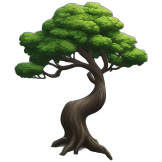 montagne noir avec un peu d'arbre avec un arc-en-ciel emoji