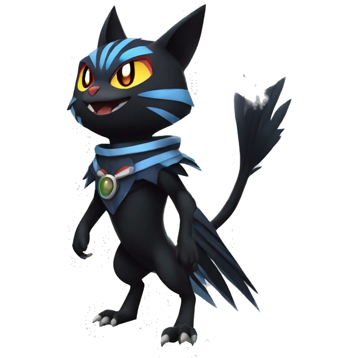 Cool Anthro Black Noibat-Quilava-Litten-Pokémon with edgy stripes Full Body emoji