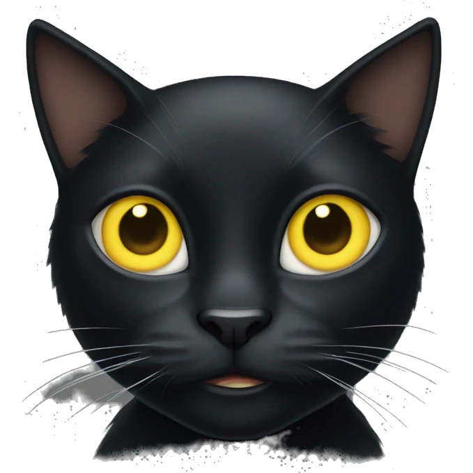 black cat with pointed ears, yellow eyes and a white spot on his chest emoji