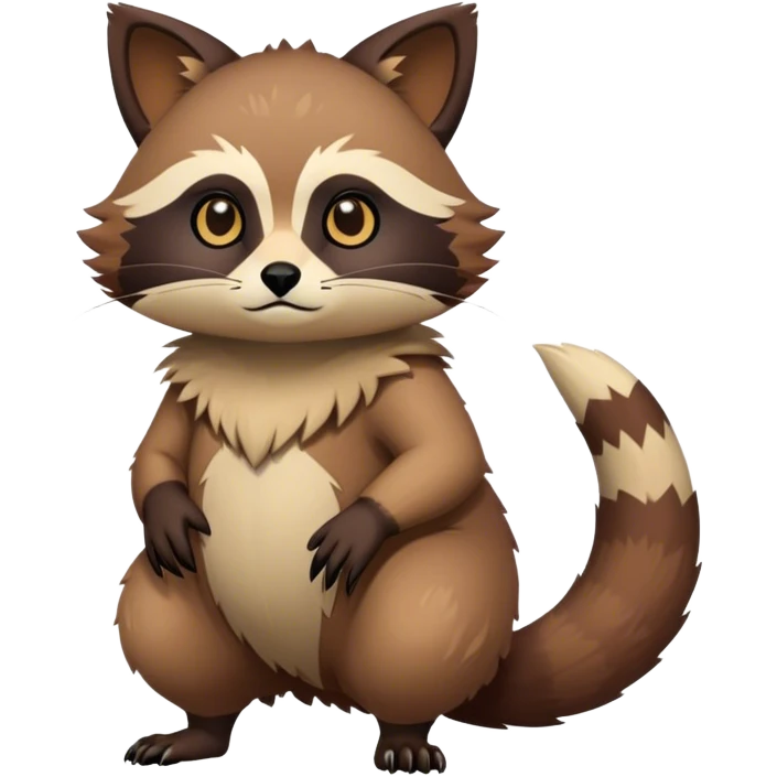 Modern Realistic Rare Fantasy Feline-Vernid-Tanuki-Trico-species by LiLaiRa full body emoji