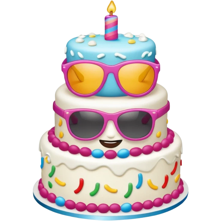 Birthday cake dancing and wearing sunglasses emoji