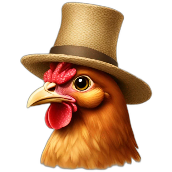 hen with a hat emoji
