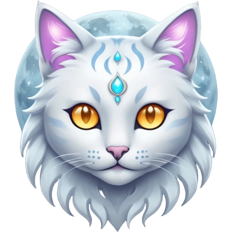 Magical Celestial Lunar-powered Fantasy Feline with lunar markings emoji