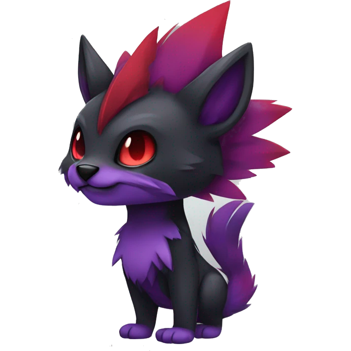 Cute cool dark punk black red purple animal hybrid Fakemon full body emoji