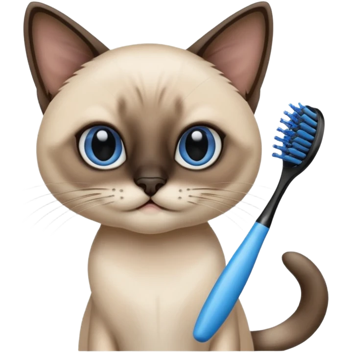 siamese cat, tooth brush, hair brush emoji