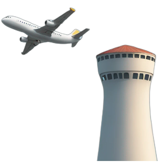 Plane beside tower emoji