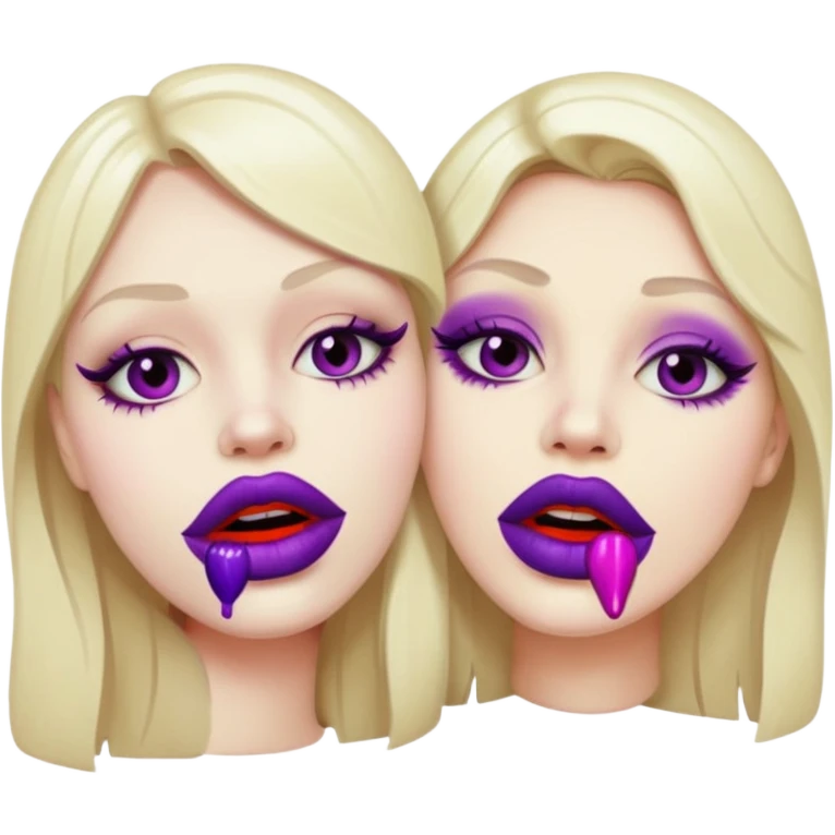 pair of bloody lips with purple lipstick on emoji