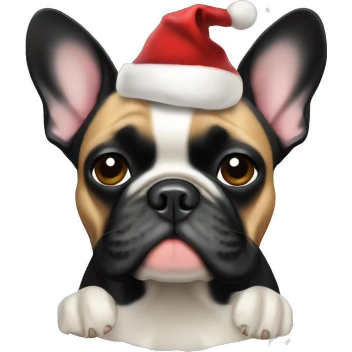 Black and tan French bulldog, christmas emoji