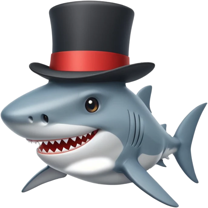 Shark with a top hat emoji