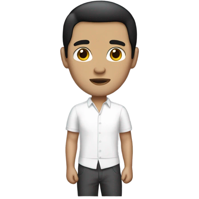 white man black hair in a small white skirt emoji