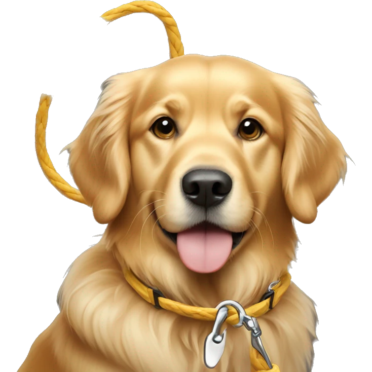 golden retriever holding a leash  emoji