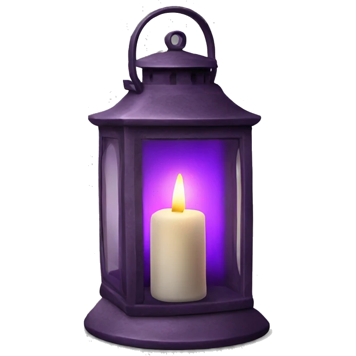 Realistic Single HD purple rustic lantern with glass and lit candle inside. emoji