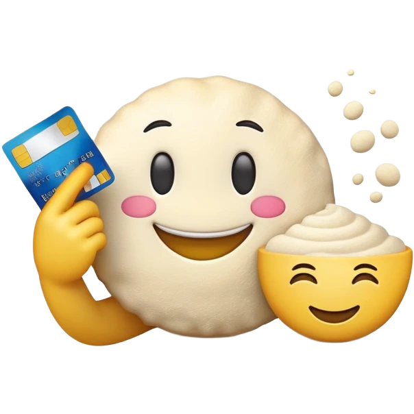 happy emoji holding a credit card and flour emoji