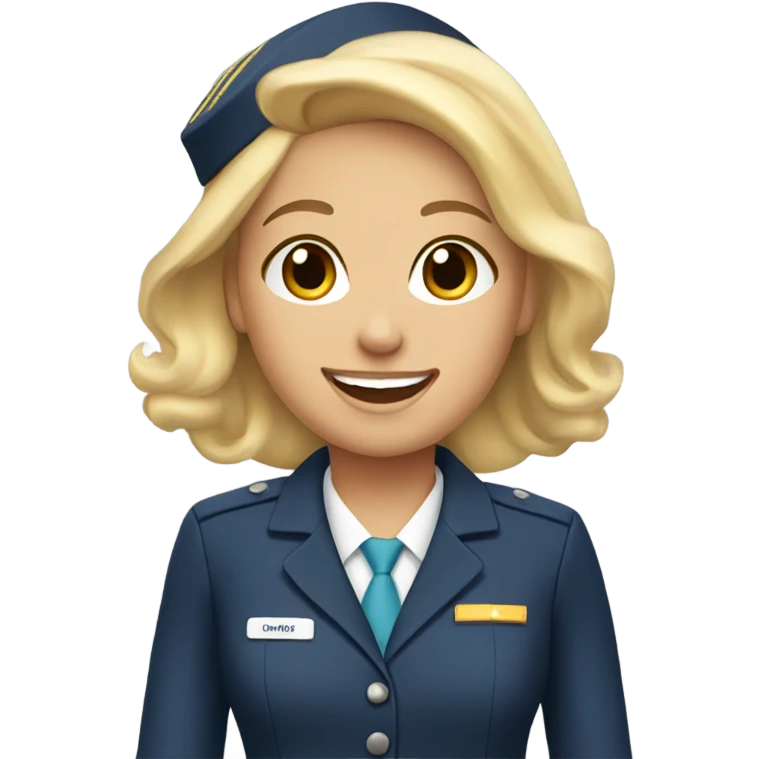 blonde hair girl smiling in flight attendant uniform  emoji