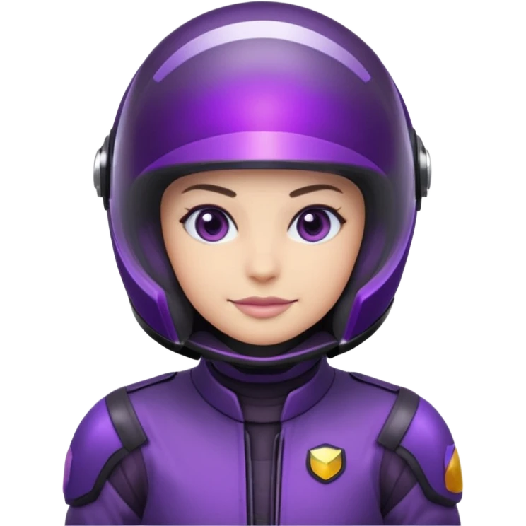 Créer un emoji avec une moto mt07 sport noir mate / violet iridescent très foncé. Avec une pilote dessus visière violet sombre faceless, bulle de la moto violet. Avec fond arrière violet, tenue complète casque inclus violet  emoji