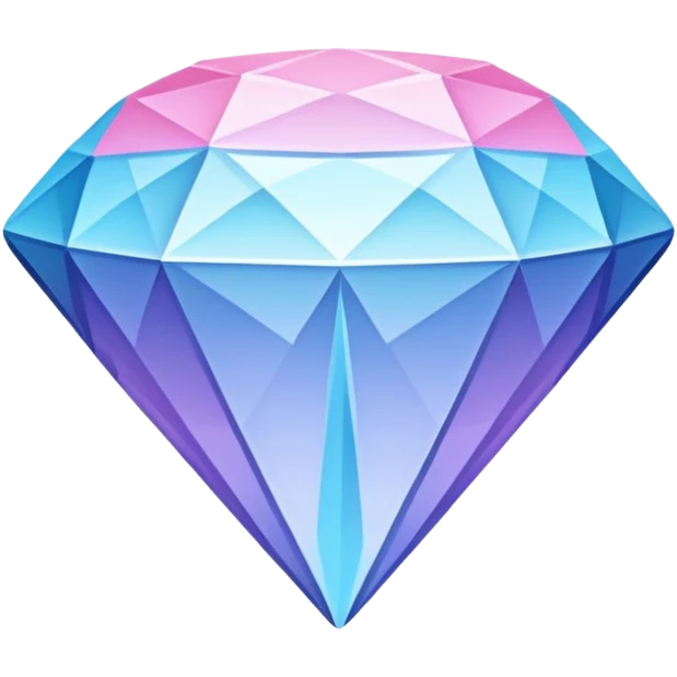 A cheerful diamond logo with a black outline and a smiling face, set against a pastel gradient of pink, blue, and lavender. Smaller diamonds surround it, forming a larger diamond pattern. Playful yet sleek, perfect for branding, digital media, without a face or mouth or anything emoji