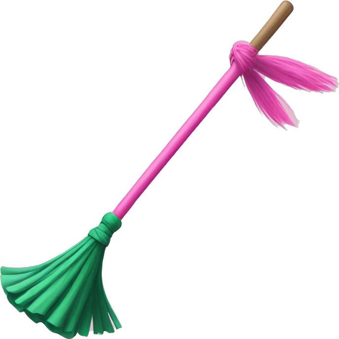 Pink wand duelling a green broom emoji