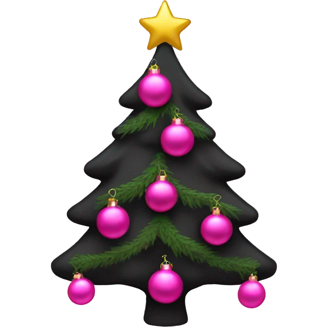 Black Christmas tree with pink ornaments  emoji