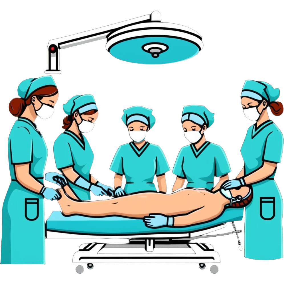 Surgery operation with doctors and nurses in an operating room emoji