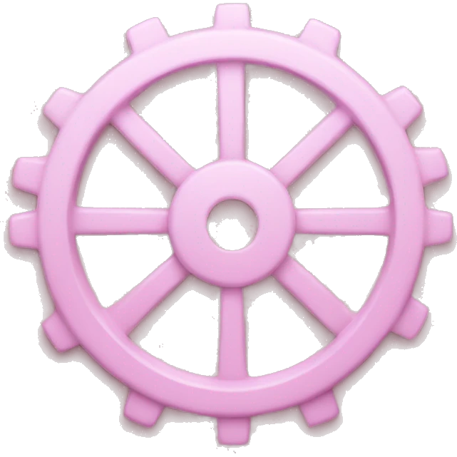 An emoji of a settings wheel in pastel pink emoji