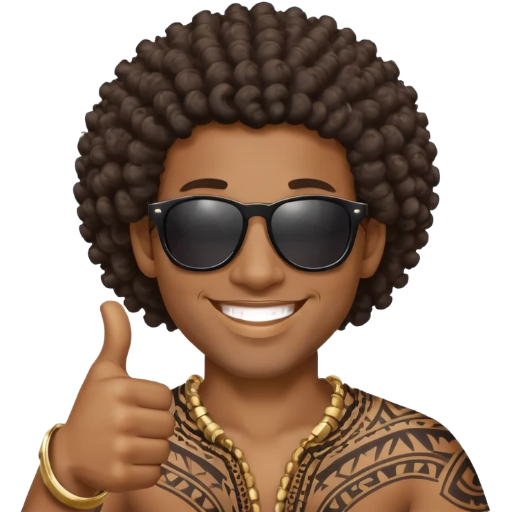 Black tribal man with curly hair wearing sunglasses smiling thumbs up emoji