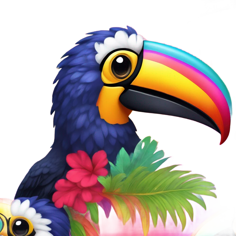 Lisa frank toucan with rainbow feathers emoji