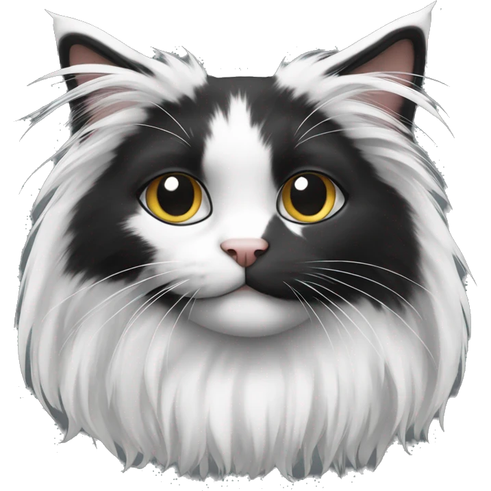 black and white cat long haired emoji
