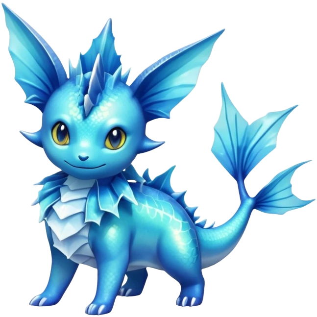 Shiny Exotic Colorful Vaporeon-Amaura-Aurorus-Fakémon-hybrid-creature (full body)  emoji