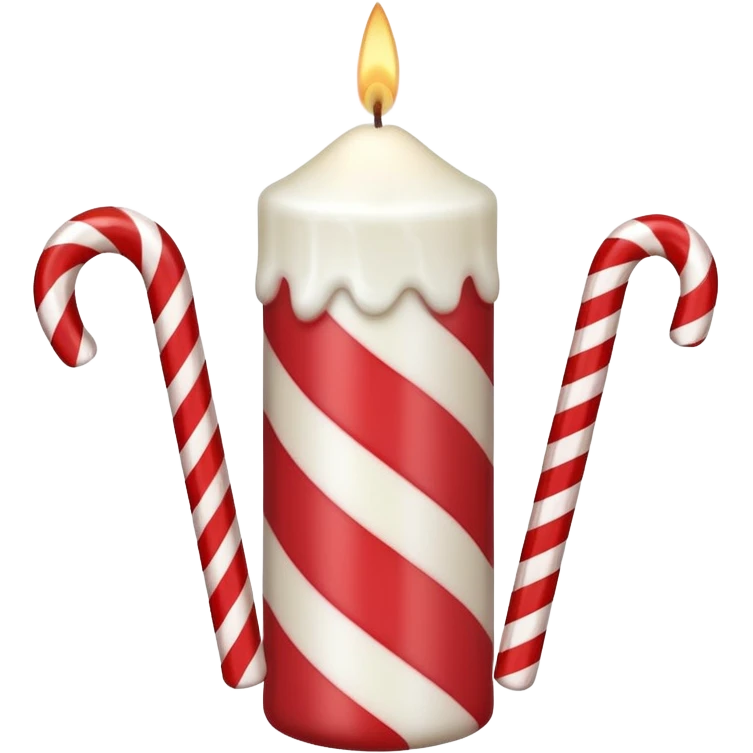 white candle with a candy cane emoji