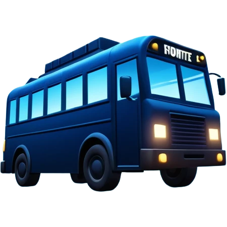 Fortnite battle bus signal projected in the night sky, similar to the bat signal but with the battle bus silhouette emoji