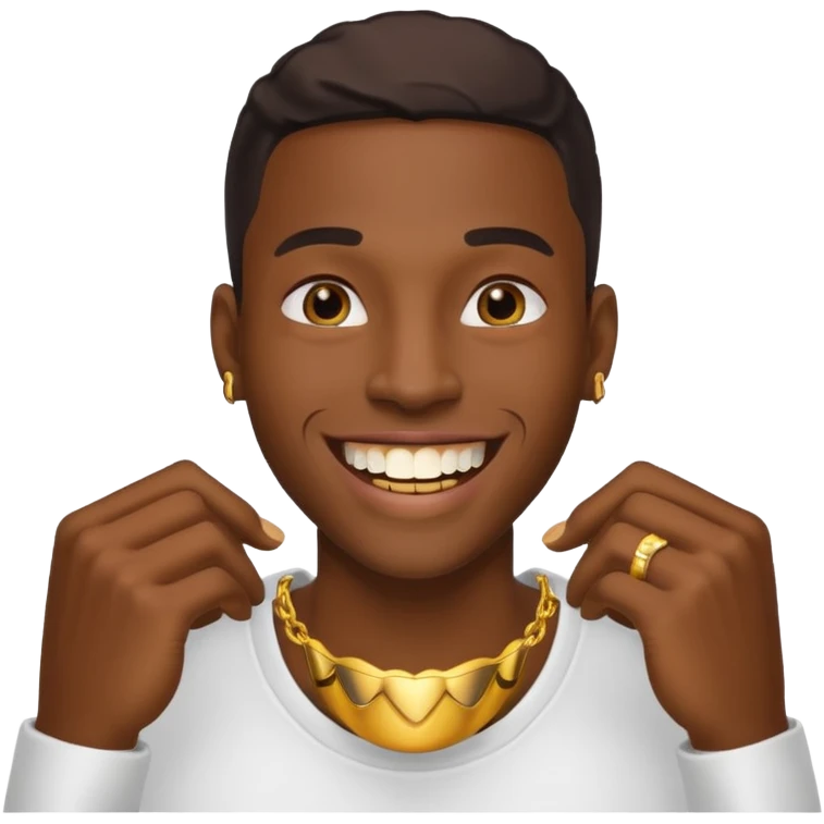 Black young guy with a grillz in jer tooth emoji