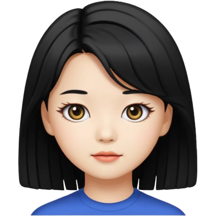 portrait emoji of Jeongyeon from TWICE, long black hair, big eyes emoji