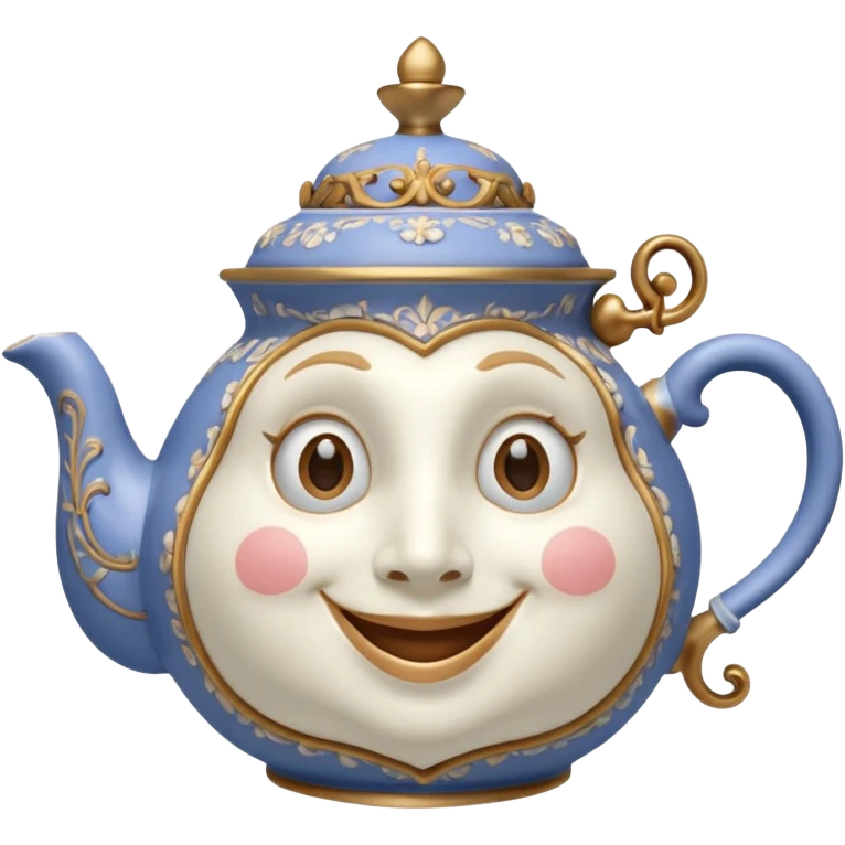 A character from the fairy tale Beauty and the Beast: Mrs. Potts, the lady who was turned into a teapot. She retains the teapot's original form, with an anthropomorphic face on the teapot. emoji