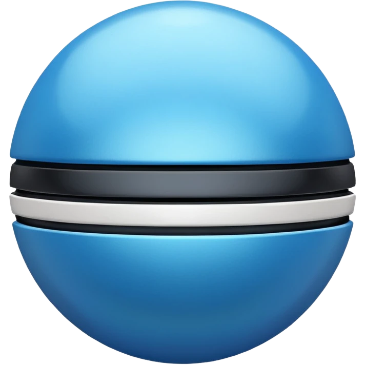 blue pokeball emoji, top half is a more saturated blue, bottom half is white, black stripe, with a metallic sheen emoji