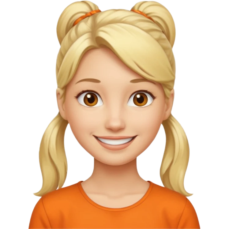 blond woman with ponytail and orange blouse emoji