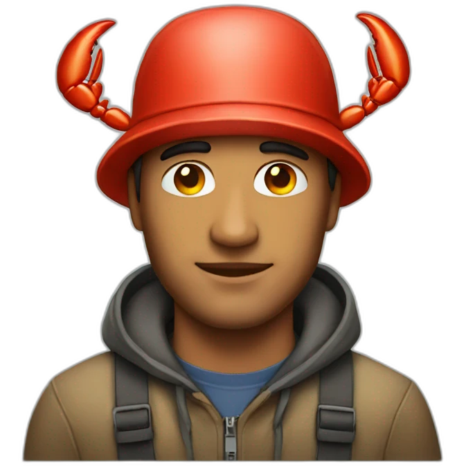 A man wearing a lobster hat emoji