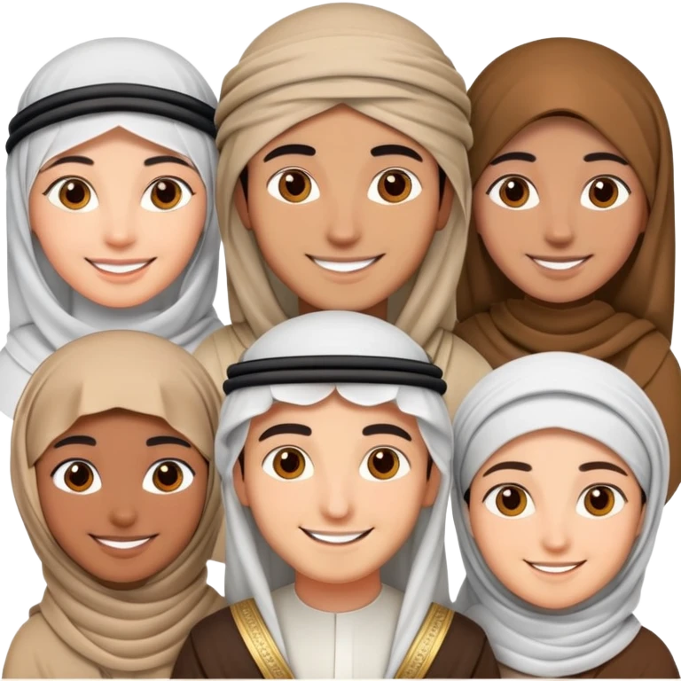group of arabs friends and europe emoji