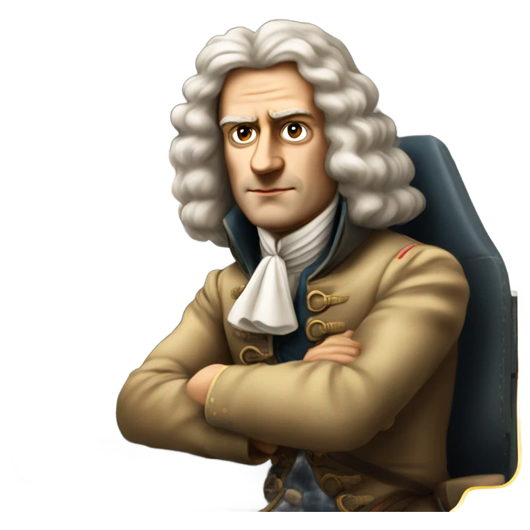 Isaac newton flying a jet emoji
