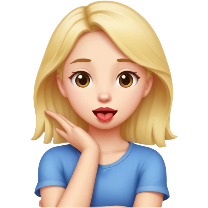 girl with arms crossed holding neck tongue out emoji