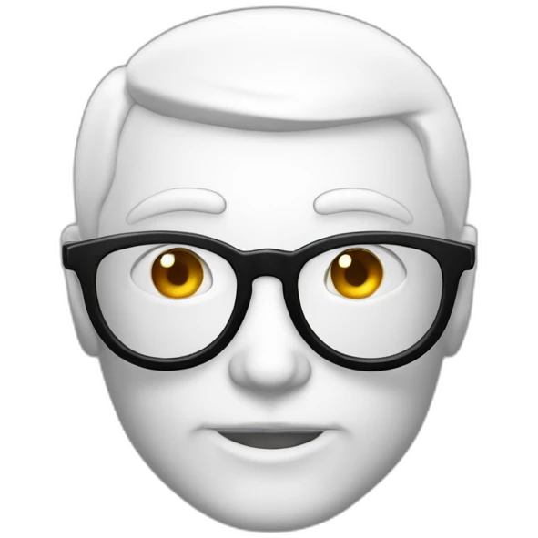 Viel homme blanc chauve avec lunettes rondes SANS moustache visage rond emoji
