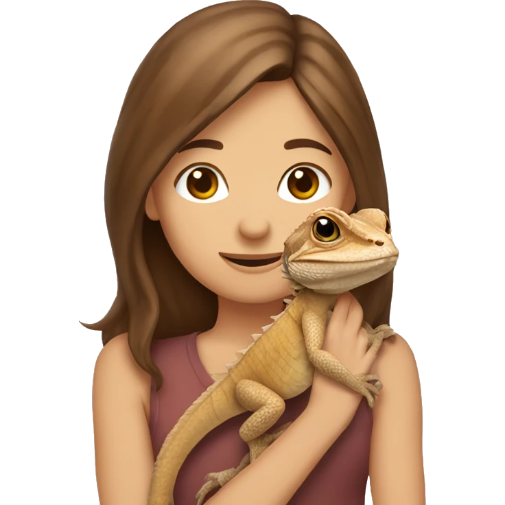 Brown haired girl holding a bearded dragon emoji