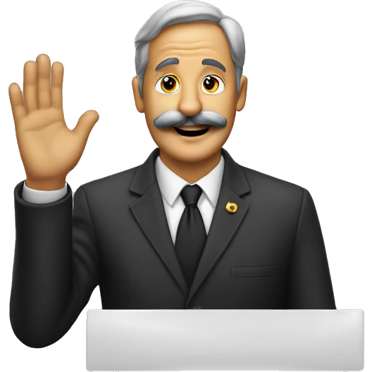 our leader hand in air mustache hillier emoji