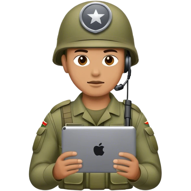 Soldier on a computer portable emoji