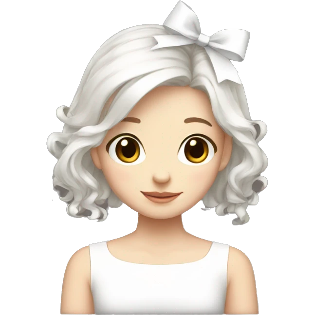 Cute white ribbon hair girl emoji