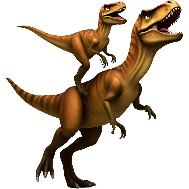 A T. rex riding another T. rex  emoji