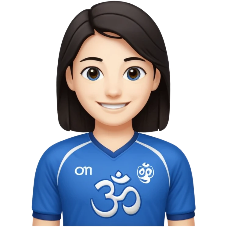 un personnage qui est blanc de peau qui sourie il a les cheveux nour dans le côté et il porte un maillot de l'om emoji