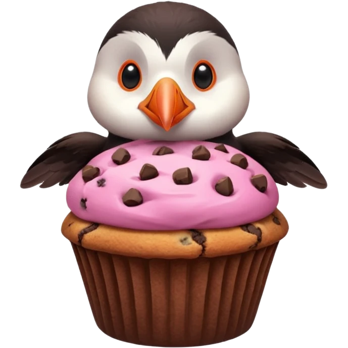 pink puffin eating a muffin emoji