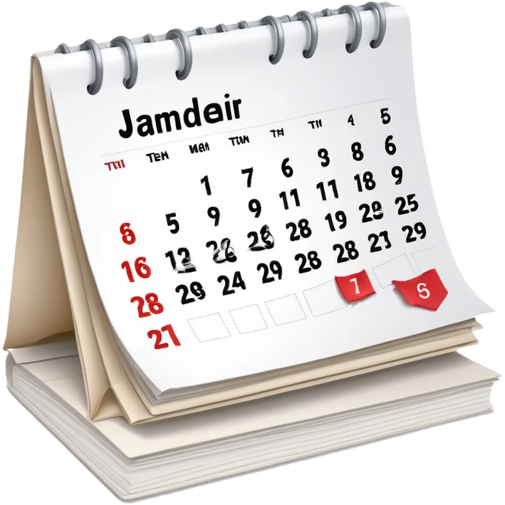 Calendar with marked date showing the 15th, desk calendar with torn pages emoji